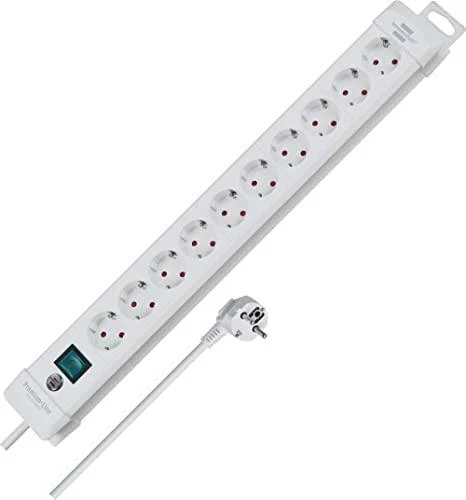 Brennenstuhl Premium-Line 10 dalių ilgintuvas, 3 m, baltas