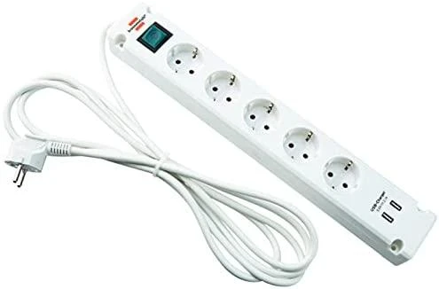 Brennenstuhl Bremounta maitinimo juostelė, 5 krypčių, USB įkrovimo funkcija - balta