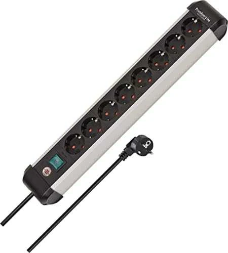 Brennenstuhl Premium-Alu-Line maitinimo juostelė 8 krypčių 3m H05VV-F 3G1.5