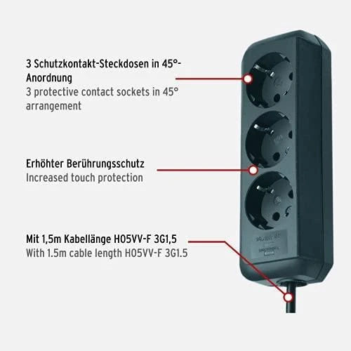 Buitinis ilgintuvas BRENNENSTUHL ECO-LINE, 3 vietų, 1.5 m