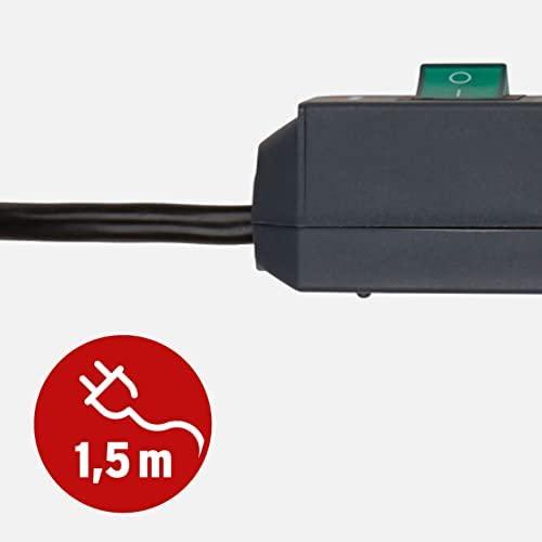 Brennenstuhl Eco-Line,prailgintuvas 3xCEE 7/4, 1xCEE 7/7, jungtukas, viršįtampių apsauga , 1.5m, apsauga nuo augintinių, juodas 1158810315 / GT-445