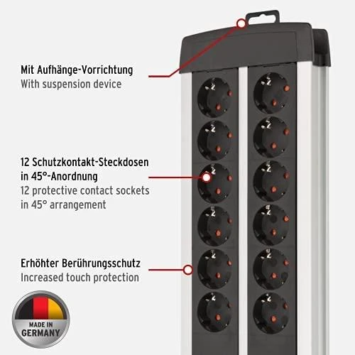 Carruzzo Brennenstuhl 1391000912 elektros tinklo ilgintuvas 3 m 12 AC išvestis(ys / čių) Vidaus Juoda, Balta