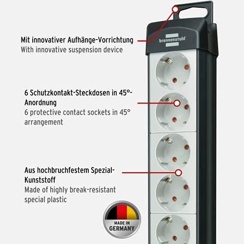 Brennenstuhl Premium line, prailgintuvas 6xCEE 7/4, 1xCEE 7/7, jungtukas, apsauga nuo augintinių, 5m, juodas / pilkas1951560101 / GT-456