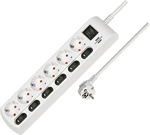 Brennenstuhl Socket Line 6 kartus 2m įsk. Jungiklis
