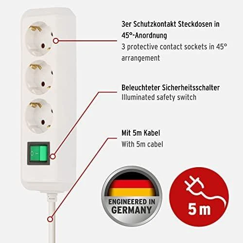 Buitinis ilgintuvas BRENNENSTUHL ECO-LINE, 3 vietų, 5 m