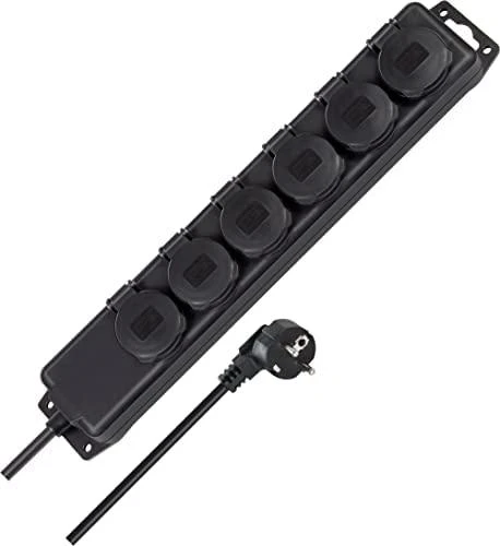 Brennenstuhl prailgintuvas 6 xCEE 7/4, 1xCEE 7/7, IP 44 , 2m , juodas 1159970 / GT-490