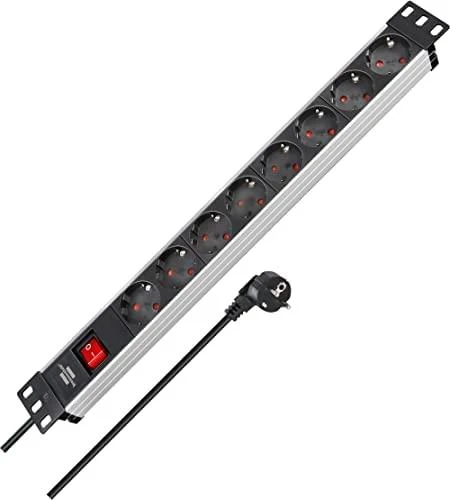 Brennenstuhl Premium-Line Technic Aliuminis, 8xCEE 7/4, 1xCEE 7/7, 19 "1U, 2m, juodas / sidabras1390007018 / GT-650