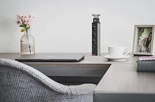 Brennenstuhl Tower Power USB stalinis ilgiklis, 3x CEE 7/4, 2xUSB, sidabrinis / juodas 1396200013 / GT-652