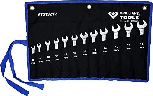 KS Tools Kombinuotų terkšlinių raktų su reversu komplektas 8-19mm, 12, Brilliant Tools