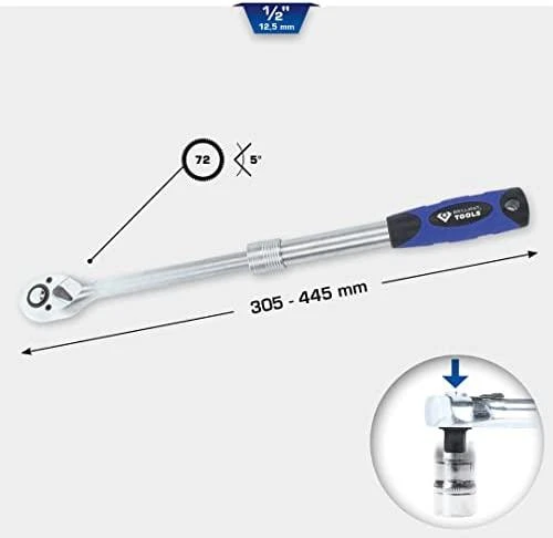 Teleskopinė terkšlė BRILLIANT TOOLS, 1/2", 305-445 mm