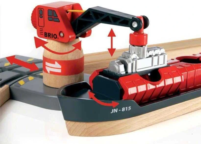 Ravensburger Brio geležinkelis Brio rinkinys su traukinio bėgiais Cargo harbour, 33061