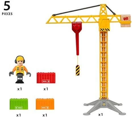 Brio geležinkelis BRIO statybinis kranas su šviesomis, 33835