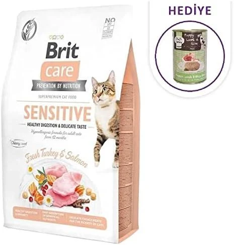 Brit Care Cat GF Sensitive, sveikas virškinimas ir subtilus skonis (šviežia kalakutiena ir lašiša) 2kg