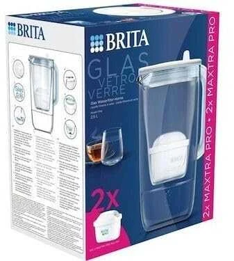 Brita Glass+ filtro ąsotis su 2 MaxtraPro PP kasetėmis (mėlynas; 2,5 l)