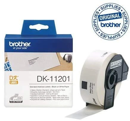 Brother Brolis | DK-11201 standartinės adresų etiketės | Juodas, Baltas | DK | 29mm x 90mm