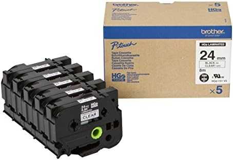 Spausdintuvas BROTHER HGE151V5 24MM Juodas ON CLEAR - 5 PACK