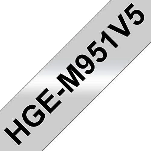 BROTHER HGEM951V5 24MM Juodas ON Matinis Sidabrinis - 5 PACK