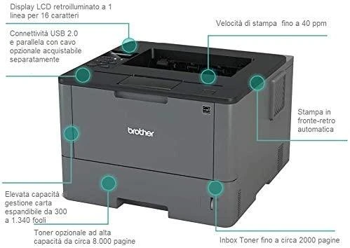 BROTHER HL-L5000D MONO LASER Spausdintuvas, DUPLEX, 40PPM