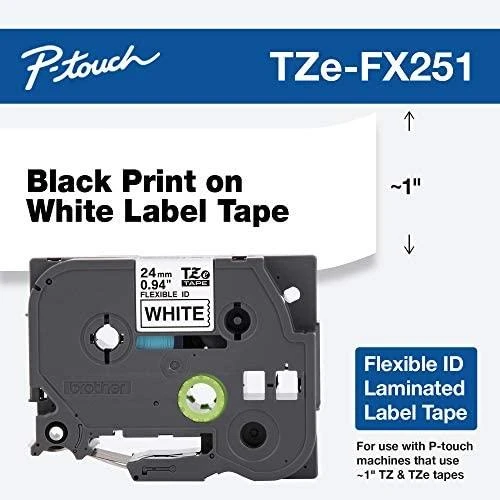 BROTHER TZEFX251 24 Juodas ON Baltas FLEX