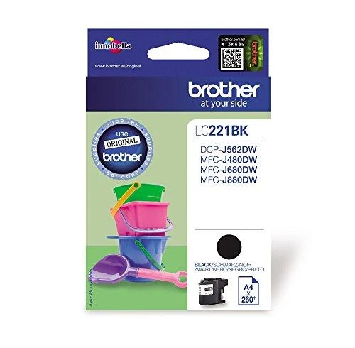 Brother LC-221BK rašalo kasetė Originalus Juoda 1 vnt
