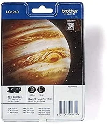 Brother LC-1240BKBP2DR rašalo kasetė Originalus Juoda 2 vnt