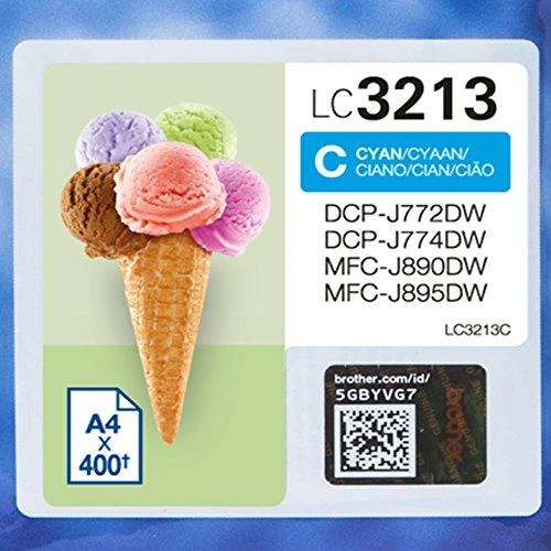 BROTHER LC3213C didelės talpos žydro rašalo kasetė - 400 puslapių