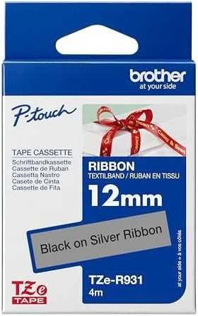 BROTHER TZER931 12MM Juodas ON Sidabrinis RIBBON TAPE
