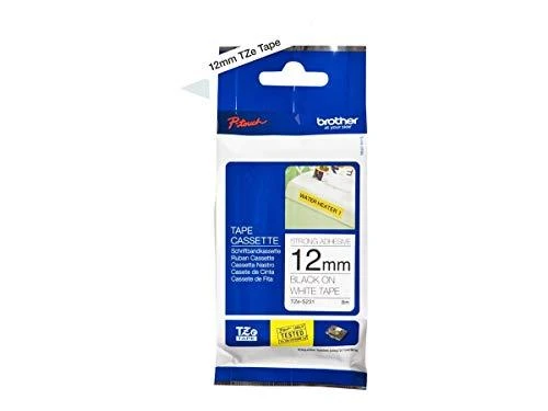 Brother | TZ-S231 Strong Adhesive Laminated Tape | Juodas on Baltas | TZe | 8 m | 1.2 cm