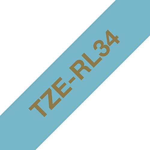 Brother BROLIS TZE-RL34 SATINO JUOSTOS ? AUKSO TEKSTAS ANT ŠVIESI MĖLYNOS JUOSTOS, 12MM/4M