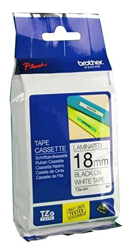 Brother | TZ-241 Laminated Tape | Juodas on Baltas | TZe | 8 m | 1.8 cm