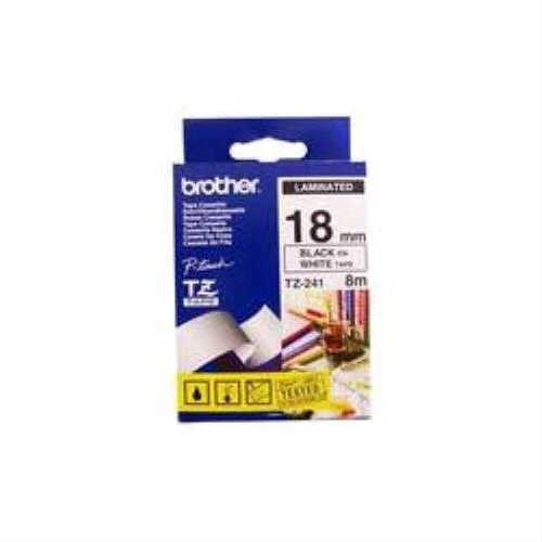 Brother | TZ-241 Laminated Tape | Juodas on Baltas | TZe | 8 m | 1.8 cm