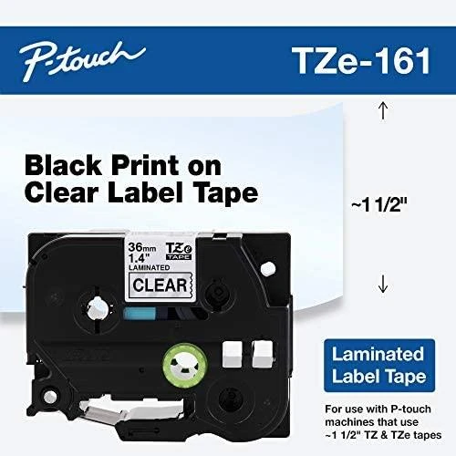 Brother TZe-161 laminuota juosta Juodas on Clear, TZe, 8 m, 3,6 cm