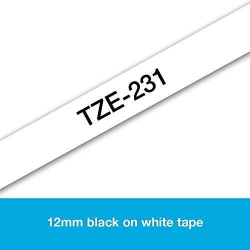 Brother | TZ-231 Laminated Tape | Juodas on Baltas | TZe | 8 m | 1.2 cm