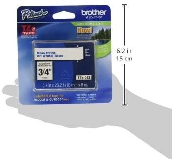 Brother TZE-243 Laminated Tape Mėlyna on Baltas, TZe, 8 m, 1.8 cm