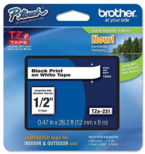 Brother TZE-243 Laminated Tape Mėlyna on Baltas, TZe, 8 m, 1.8 cm