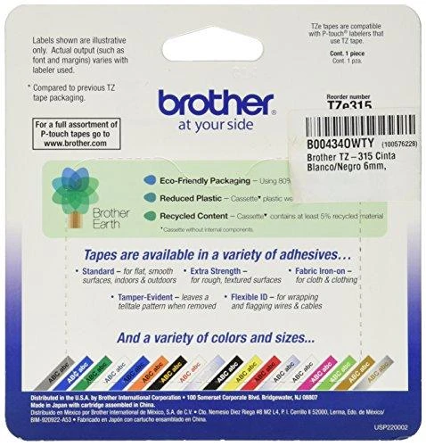BROTHER TZE315 6 Baltas ON Juodas