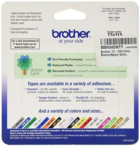 BROTHER TZE315 6 Baltas ON Juodas