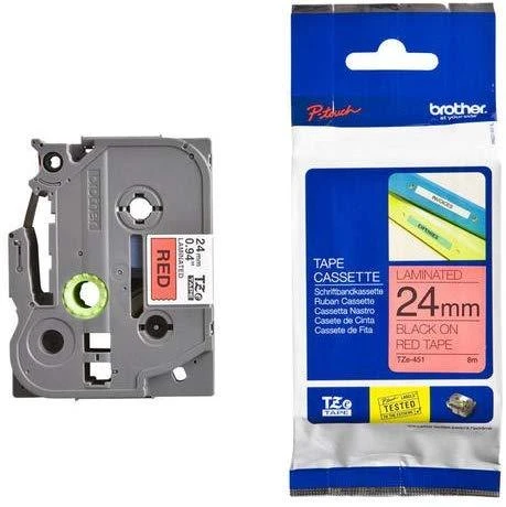 Brother | TZe-421 Laminated Tape | Juodas on Raudona | TZe | 8 m | 9 cm