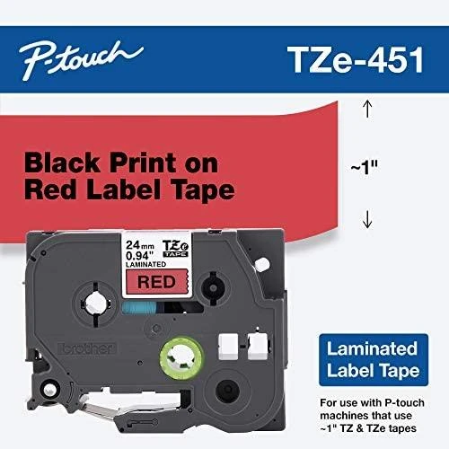 Brother | TZe-421 Laminated Tape | Juodas on Raudona | TZe | 8 m | 9 cm
