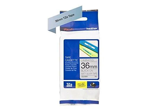 Brother TZe-M961 Metallic Matt Laminated Tape Juodas on Sidabrinis, TZe, 8 m, 3.6 cm
