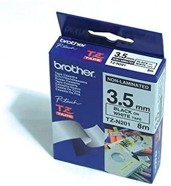 Brother TZe-N201 nelaminuota juosta Juodas ant Baltas, TZe, 8 m, 3,5 mm