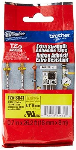 Brother | TZe-S641 Strong Adhesive Laminated Tape | Juodas on Geltona | TZe | 8 m | 1.8 cm
