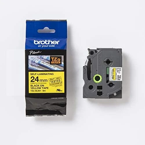 BROTHER TZESL651 24 MM Juodas ANT Geltono SAVILAMINIO LAMINATO