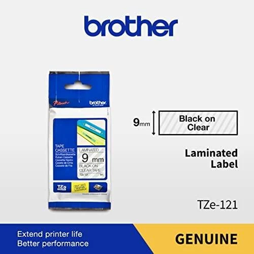 Brother Brolis | TZe-121 laminuota juosta | Juodas ant Clear | TZe | 8 m | 9 cm