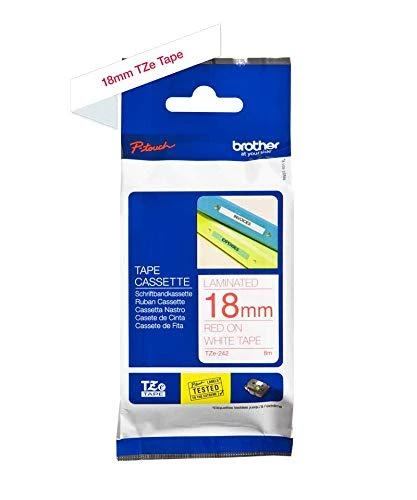 Brother Brolis | TZe-242 laminuota juosta | Raudona ant Balto | TZ | 8 m | 1,8 cm