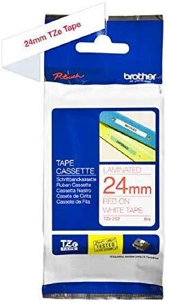 Brother | TZe-252 Laminated Tape | Raudona on Baltas | TZe | 8 m | 2.4 cm