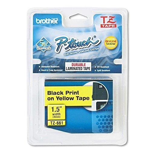 Brother | TZe-661 Laminated Tape | Juodas on Geltona | TZe | 8 m | 3.6 cm
