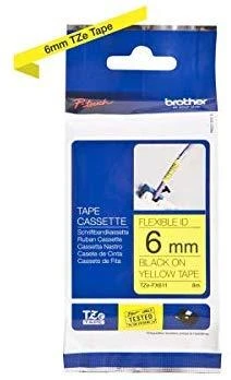 Brother | TZe-FX611 Flexible ID Laminated Tape | Juodas on Geltona | TZe | 8 m | 6 cm