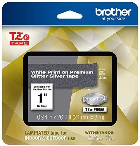 BROTHER TZE-PR955 24 Baltas ON Sidabrinis TAPE