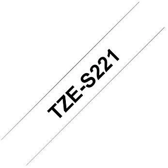 Brother | TZe-S221 Strong Adhesive Laminated Tape | Juodas on Baltas | TZe | 8 m | 9 cm